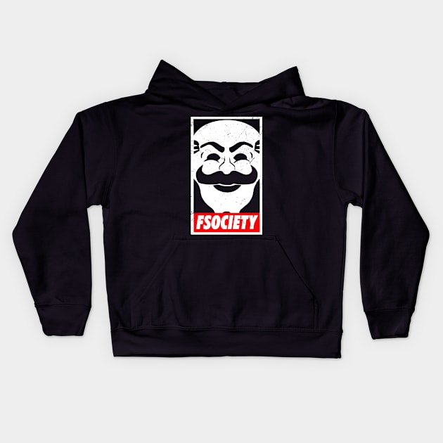 Fsociety Vintage Kids Hoodie by O O Screen